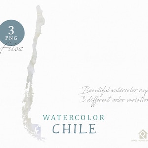 Chile-Karte, Aquarell Karte, Instant Download, digitale Karte, Karte Clipart, Wandkunst, Farbe Karte ClipArt, benutzerdefinierte Karte, Aquarell Karte