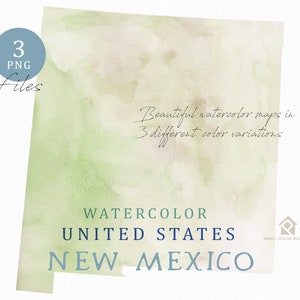 New Mexico Map, Watercolor Map, Digital Map, Map Clipart, Wall Art, Color Map Clip Art, Custom Map, Watercolor Map
