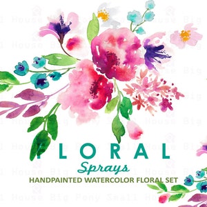 Digital Clipart- Watercolor Flower Clipart, peonies Clip art, Floral Bouquet Clipart, wedding flowers clip art- Floral Sprays