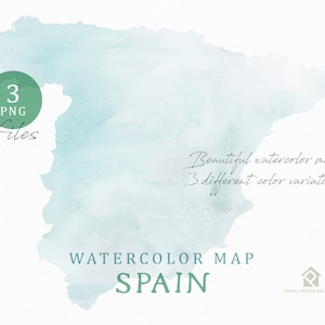 Spanien Karte, Aquarell Karte, Instant Download, digitale Karte, Karte Clipart, Wandkunst, Farbe Karte ClipArt, benutzerdefinierte Karte, Aquarell Karte