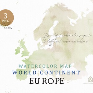 Europa - Karte Kontinente, Aquarell Karte, digitale Karte, Karte Clipart, Wandkunst, Farbe Karte ClipArt, benutzerdefinierte Karte, Aquarell Karte