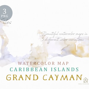 Grand Cayman Karte, Aquarell Karte, Instant Download, digitale Karte, Karte Clipart, Wandkunst, Farbe Karte ClipArt, benutzerdefinierte Karte, Aquarell Karte