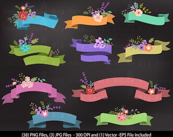 Banner Clipart, Ribbon Banner Clip Art, Vector Clipart, Instant Digital Download, Banner, Vector, PNG & EPS vector, Scrapbook Elements