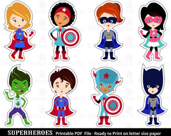 Superhero Clip art, Clipart ,  Printable Cut-Outs, Superhero Clipart, Super Hero Clipart, Hero Clipart- Instant download printable pdf