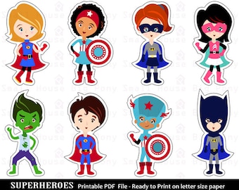 Superhero Clipart, Clipart, Printable Cut-Outs, Superhero Clipart, Super Hero Clipart, Hero Clipart- Instant download printable pdf