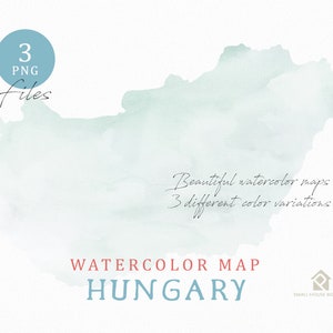 Hongarije kaart, aquarel kaart, Instant Download, digitale kaart, kaart Clipart, kunst aan de muur, illustraties in kleur kaart, aangepaste kaart, aquarel kaart