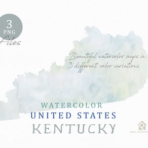 Kentucky Map, Watercolor Map, Digital Map, Map Clipart, Wall Art, Color Map Clip Art, Custom Map, Watercolor Map