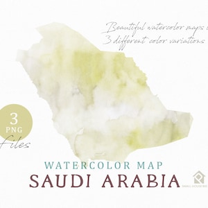 Saudi Arabien Karte, Aquarell Karte, Instant Download, digitale Karte, Karte Clipart, Wandkunst, Farbe Karte ClipArt, benutzerdefinierte Karte, Aquarell Karte