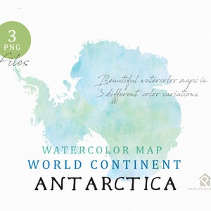 Antarktis - Kontinent Karte, Aquarell Karte, digitale Karte, Karte Clipart, Wandkunst, Farbe Karte ClipArt, benutzerdefinierte Karte, Aquarell Karte