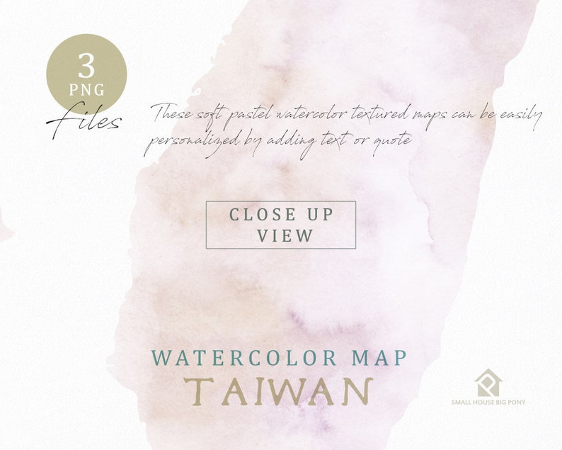 Taiwan Map, Watercolor Map, Instant Download, Digital Map, Map Clipart, Wall Art, Color Map Clip Art, Custom Map, Watercolor Map image 4
