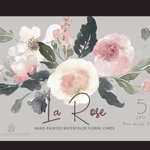 Fiore fiore fiore Frame Set - grafica dipinte a mano, acquerello, acquerello disegnato a mano, carte - La Rose carte