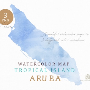 Aruba Karte, Aquarell Karte, instant Download, digitale Karte, Karte Clipart, Wandkunst, Farbe Karte ClipArt, benutzerdefinierte Karte, Aquarell Karte