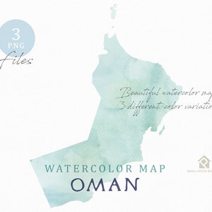 Oman Karte, Aquarell Karte, Instant Download, digitale Karte, Karte Clipart, Wandkunst, Farbe Karte ClipArt, benutzerdefinierte Karte, Aquarell Karte