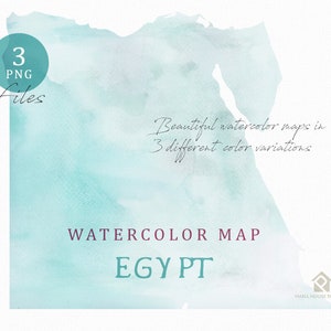 Ägypten Karte, Aquarell Karte, instant Download, digitale Karte, Karte Clipart, Wandkunst, Farbe Karte ClipArt, benutzerdefinierte Karte, Aquarell Karte
