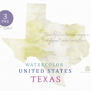 Texas Karte, Aquarell Karte, digitale Karte, Karte Clipart, Wandkunst, Farbe Karte ClipArt, benutzerdefinierte Karte, Aquarell Karte