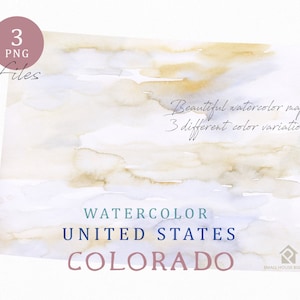Colorado-Karte, Aquarell Karte, digitale Karte, Karte Clipart, Wandkunst, Farbe Karte ClipArt, benutzerdefinierte Karte, Aquarell Karte