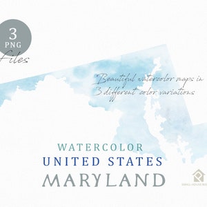 Maryland-Karte, Aquarell Karte, digitale Karte, Karte Clipart, Wandkunst, Farbe Karte ClipArt, benutzerdefinierte Karte, Aquarell Karte