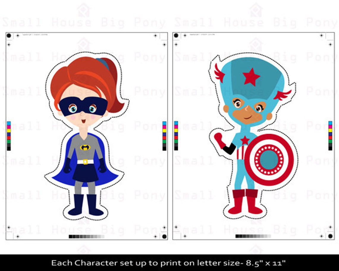 Superhero Clip Art Clipart Printable Cut outs Superhero Etsy