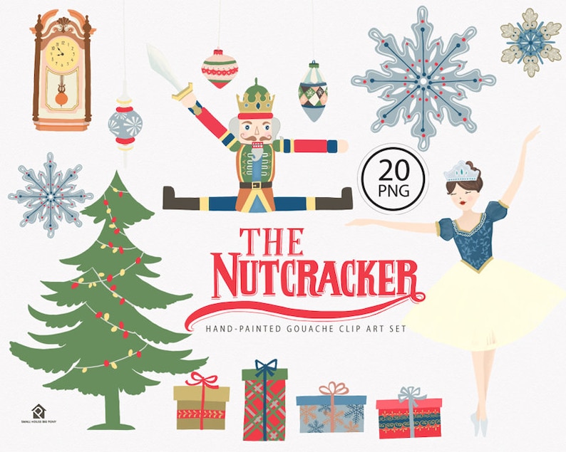 Digital Clipart Watercolor Clipart, Christmas Clip art, Holiday Celebration clip art The Nutcracker Ballet ELEMENTS image 2