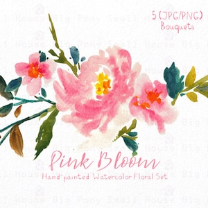 Watercolour Floral Clipart. Handmade, watercolour clipart, wedding diy elements, flowers - Pink Bloom