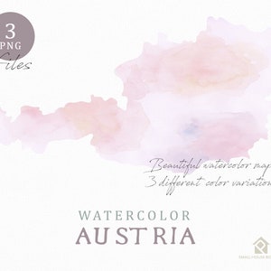 Österreich-Karte, Aquarell Weltkarte, Instant Download, digitale Karte, Karte Clipart, Wandkunst, Farbe Karte ClipArt, benutzerdefinierte Karte, Aquarell Karte