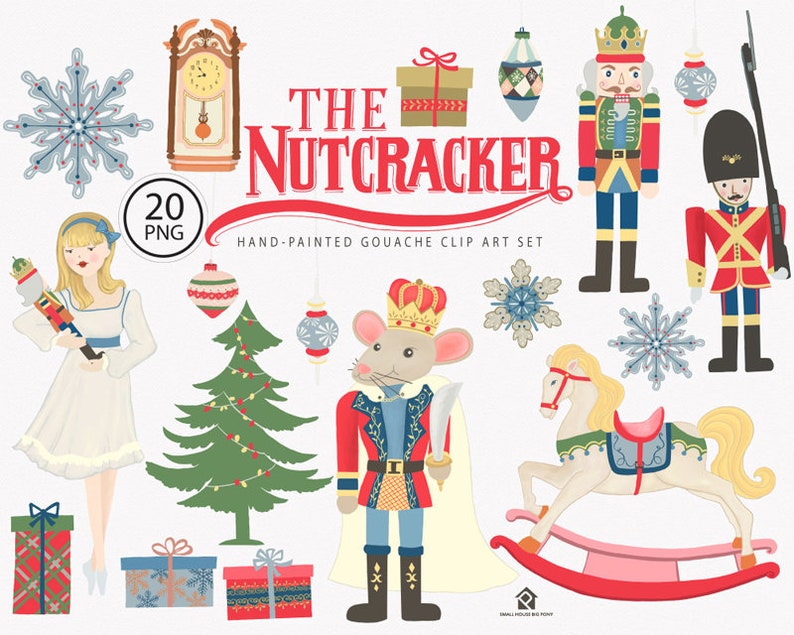 Digital Clipart Watercolor Clipart, Christmas Clip art, Holiday Celebration clip art The Nutcracker Ballet ELEMENTS image 1