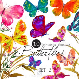 Digital Clipart- Watercolor Butterflies Clipart, Butterfly Clip art, wedding DIY clip art- Butterflies Set2