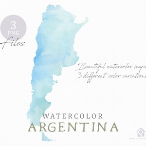 Carte de l’Argentine, carte du monde aquarelle, Instant Télécharger, carte numérique, carte Clipart, Art mural, Art Clip en couleur carte, carte personnalisée, Carte Aquarelle