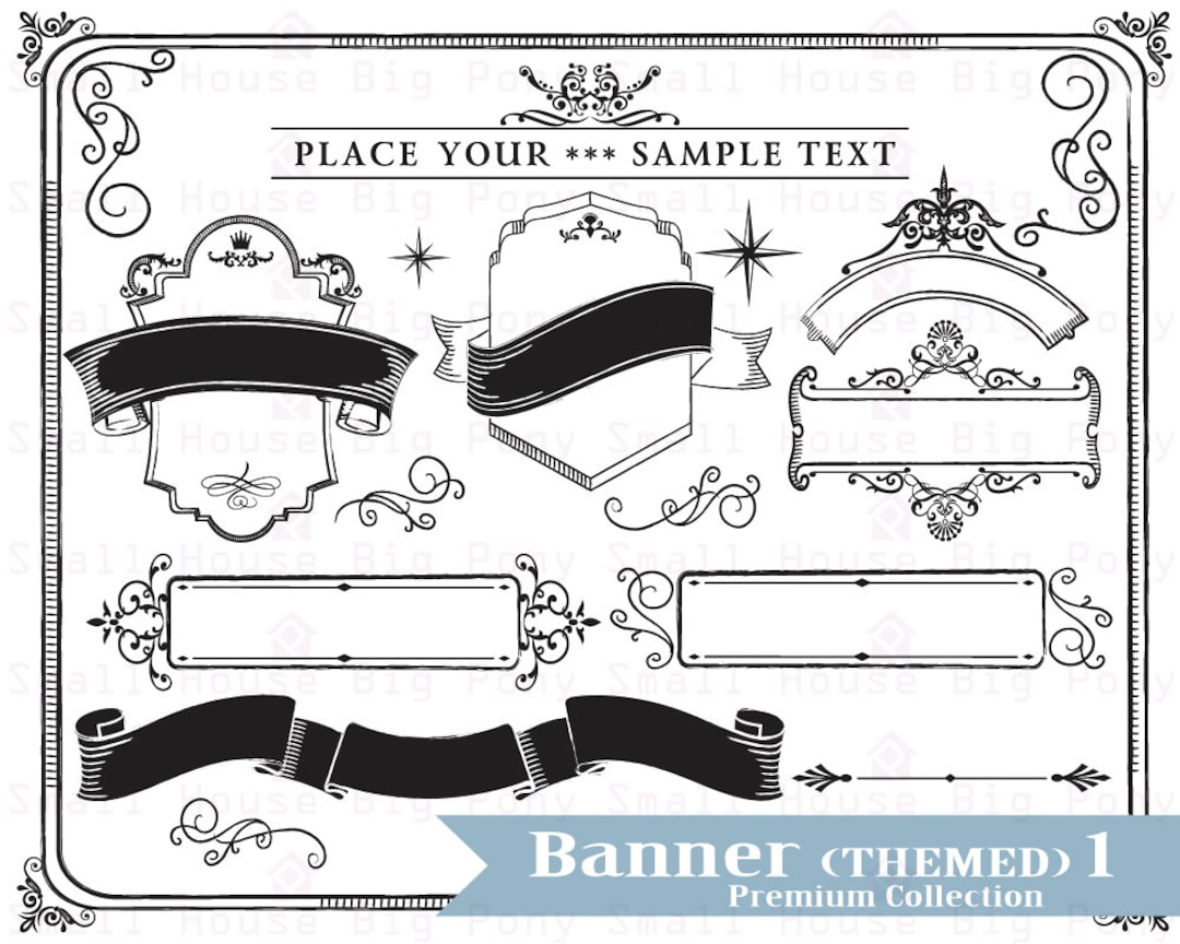 Banner Clip Art, Clipart, Banner Clipart, Black and White Clip Art