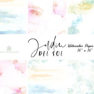 Watercolor Digital Paper Pack: &quot;Watercolor Washes &quot; background papers in beautiful pastel colors - Commercial Use 16&quot; x 16&quot;
