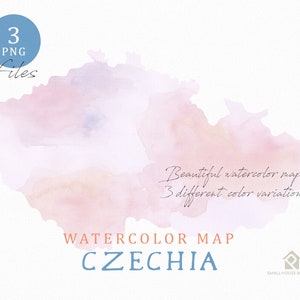Tschechien Karte, Aquarell Karte, Instant Download, digitale Karte, Karte Clipart, Wandkunst, Farbe Karte ClipArt, benutzerdefinierte Karte, Aquarell Karte