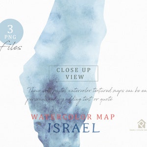 Israel Map, Watercolor Map, Instant Download, Digital Map, Map Clipart, Wall Art, Color Map Clip Art, Custom Map, Watercolor Map image 4