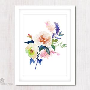 Acquerello digitale parete arte, decorazione della parete casa, rosa dell'acquerello dipinto mano dipinta-Rose Bouquet Wall Art Printables