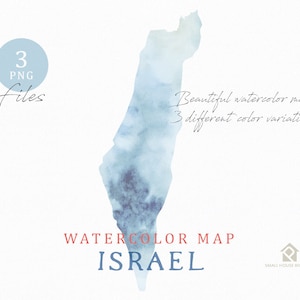Karte von Israel, Aquarell Karte, Instant Download, digitale Karte, Karte Clipart, Wandkunst, Farbe Karte ClipArt, benutzerdefinierte Karte, Aquarell Karte