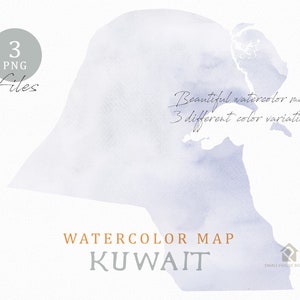 Kuwait-Karte, Aquarell Karte, Instant Download, digitale Karte, Karte Clipart, Wandkunst, Farbe Karte ClipArt, benutzerdefinierte Karte, Aquarell Karte
