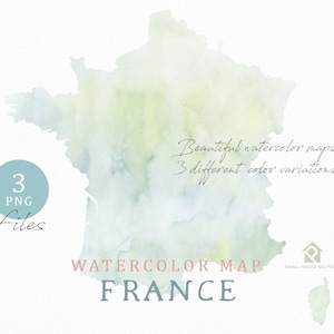 Frankreich-Karte, Aquarell-Karte, Instant Download, Digitalkarte, Karte Clipart, Wandkunst, Farbe Karte ClipArt, Custom Map, Aquarell-Karte