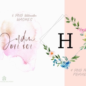 Digital Clipart- Watercolor Flower Clipart, peonies Clip art, Floral Bouquet Clipart, wedding flowers clip art- Spring Garden Wreath