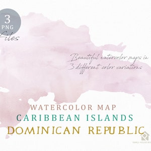 Dominikanische Republik Karte, Aquarell Karte, Instant Download, digitale Karte, Karte Clipart, Wandkunst, Farbe Karte ClipArt, benutzerdefinierte Karte, Aquarell Karte