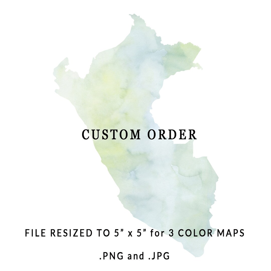 Etsy Color Map Custom Order, Watercolor Map Resize, Instant Download, Digital Map, Map ...