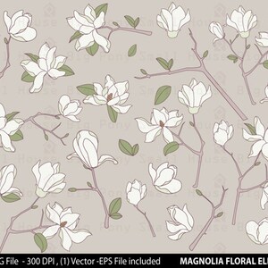 Magnolia Flower Clip art, Clipart -digital clip art set -24 PNG files and 1 Vector included in Zip