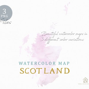 Carte de l’Ecosse, Carte Aquarelle, Instant Télécharger, carte numérique, carte Clipart, Art mural, Art Clip en couleur carte, carte personnalisée, Carte Aquarelle