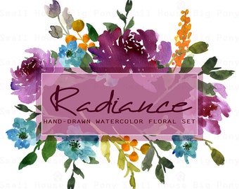 Watercolour Floral Clipart. Handmade, watercolour clipart, wedding diy elements, flowers - Radiance