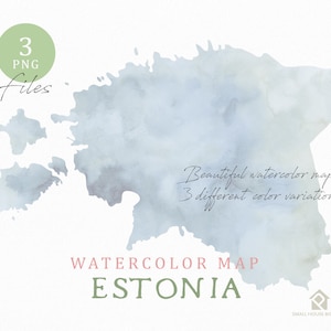 Estland-Karte, Aquarell Karte, Instant Download, digitale Karte, Karte Clipart, Wandkunst, Farbe Karte ClipArt, benutzerdefinierte Karte, Aquarell Karte