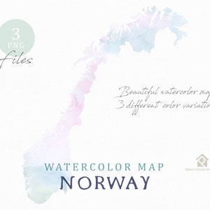 Norwegen-Karte, Aquarell Karte, Instant Download, digitale Karte, Karte Clipart, Wandkunst, Farbe Karte ClipArt, benutzerdefinierte Karte, Aquarell Karte