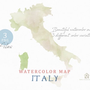 Mapa da Itália, mapa em aquarela, download instantâneo, mapa digital, clipart de mapa, arte de parede, clipart de mapa colorido, mapa personalizado, mapa em aquarela