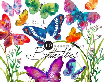 Digital Clipart- Watercolor Butterflies Clipart, Butterfly Clip art, wedding DIY clip art- Butterflies Set1