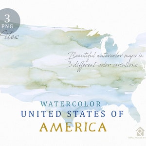 Aquarell USA Karte, Instant Download, digitale Karte, Karte Clipart, Wandkunst, Farbe Karte ClipArt, benutzerdefinierte Karte, Aquarell Karte