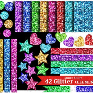 42 Rainbow Clip art, Clipart , Glitter Paper Pack Colorful Glitter Digital Paper Personal & Commercial Use INSTANT DOWNLOAD