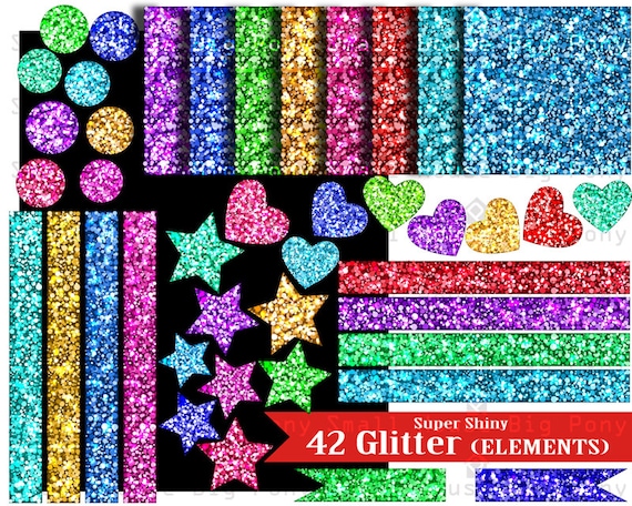 42 Rainbow Clip art, Clipart Glitter Paper Pack Colorful Glitter Digital  Paper Personal Commercial Use INSTANT DOWNLOAD