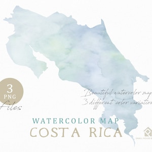 Karte Costa Rica, Aquarell Karte, Instant Download, digitale Karte, Karte Clipart, Wandkunst, Farbe Karte ClipArt, benutzerdefinierte Karte, Aquarell Karte